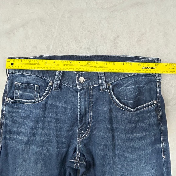 Silver Jeans Men 36x32* Eddie Straight Medium Wash Stretch Denim Faded Whiskered - Picture 9 of 15